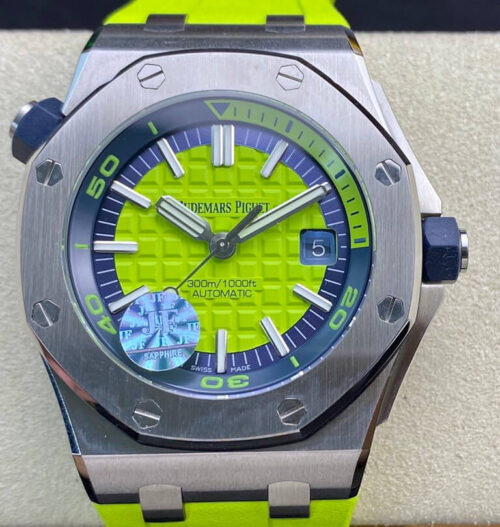 Replica Audemars Piguet Royal Oak Offshore Diver 15710ST.OO.A038CA.01 JF Factory Green Dial watch
