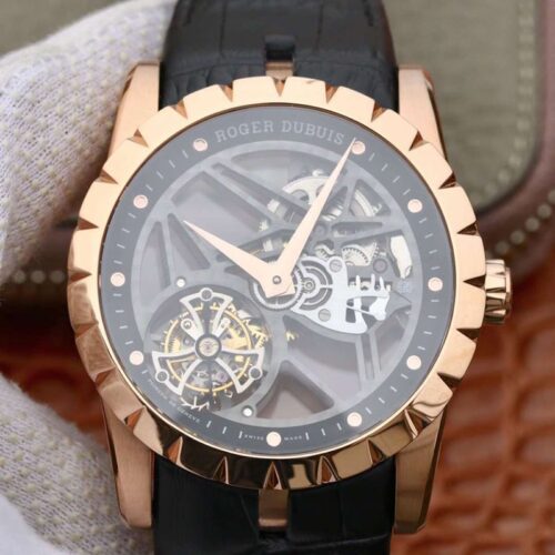 Replica Roger Dubuis Excalibur Skeleton Flying Tourbillon RDDBEX0392 Grey Skeleton Dial watch