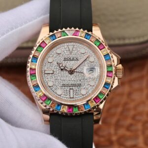 Replica Rolex Oyster Perpetual Yacht Master 116695 Silver Diamonds Dial watch