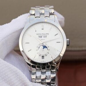 Replica Patek Philippe Complications Annual Calendar 5396G KM Factory Steel Strap White Dial watch
