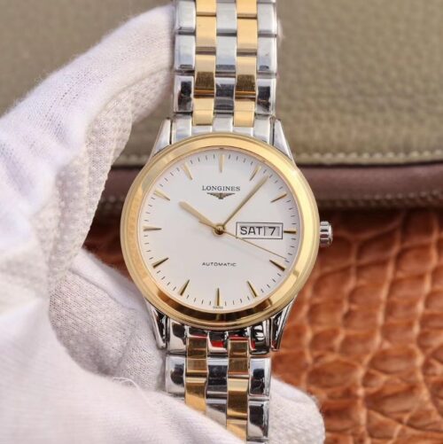 Replica Longines Flagship L4.899.3.22.7 Double Calendar White Dial watch