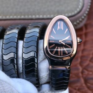 Replica Bvlgari Serpenti Spiga 102885 BV Factory Black Ceramic Rose Gold watch