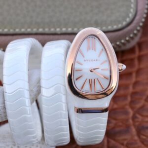 Replica Bvlgari Serpenti Spiga 102886 BV Factory White Ceramic Rose Gold watch