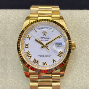 Replica Rolex Day Date M128238 EW Factory White Dial Roman Time Scale watch