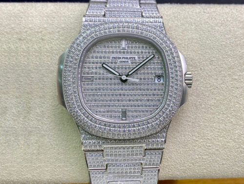 Replica Patek Philippe Nautilus 5719/10G-010 PPF Factory V4 Silver Diamond Watch
