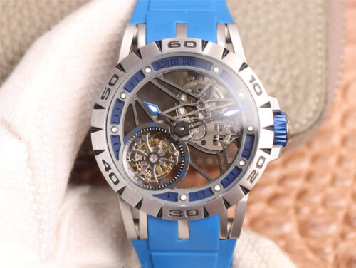 Replica Roger Dubuis Excalibur Spidr RDDBEX0479 JB Factory Tourbillon Skeleton Dial watch