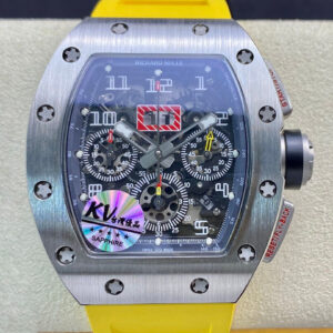 Replica Richard Mille RM11 KV Factory Titanium Yellow Rubber Strap watch