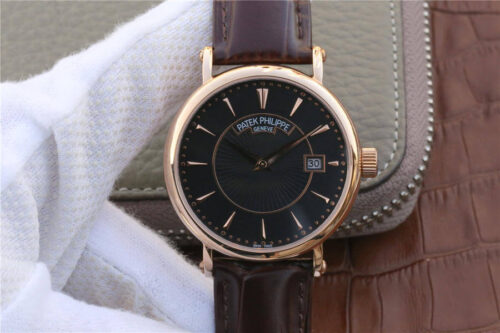 Replica Patek Philippe Calatrava ZF Factory Rose Gold Cowhide Strap watch