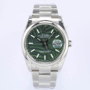 Replica Rolex Datejust M126200-0020 EW Factory Olive Green Palm Leaf Pattern Dial watch
