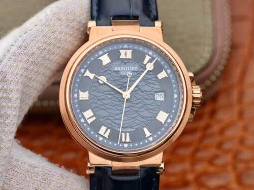 Replica Breguet Marine 5517 V9 Factory Rose Gold Cowhide Strap watch