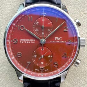 Replica IWC Portugieser Chronograph IW371616 YL Factory Burgundy Red Dial - AR Replica Watches