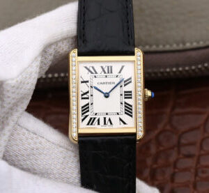 Replica Cartier Tank Ladies K11 Factory Yellow Gold Diamond watch