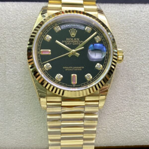 Replica Rolex Day Date 118208 EW Factory Diamond-set Black Dial - AR Replica Watches