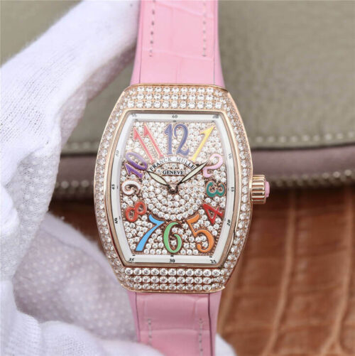 Replica Franck Muller Vanguard Ladies ABF Factory Silicone Cowhide Strap Watch