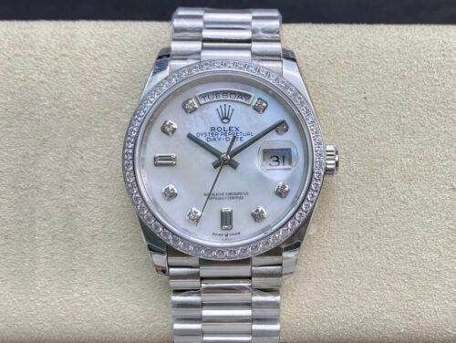 Replica Rolex Day Date 128396TBR-0005 EW Factory Diamond-Set Bezel Watch