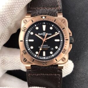 Replica Bell & Ross BR0392-D-BL-BR/SCA Gold Bezel Watch