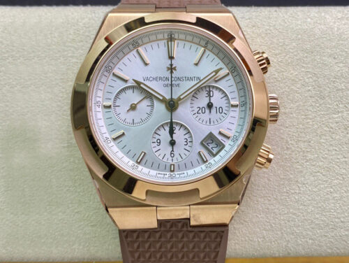 Replica Vacheron Constantin Overseas 5500V 8F Factory Brown Strap Watch
