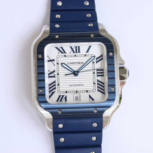 Replica Cartier Santos GF Factory Blue Strap Watch