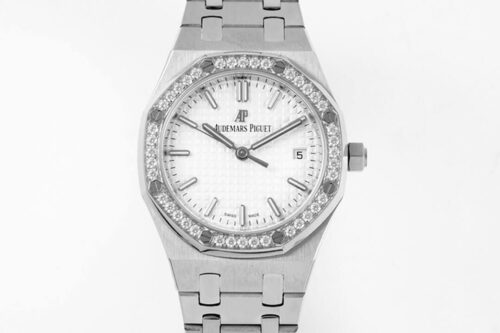 Replica Audemars Piguet Royal Oak 77350ST 8F Factory Diamond-Set Bezel Watch