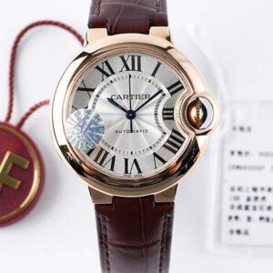 Replica Ballon Bleu De Cartier W6920097 AF Factory Brown Leather Strap Watch