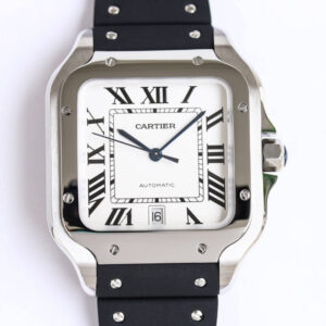 Replica Cartier Santos WSSA0018 GF Factory V2 Black Rubber Strap Watch