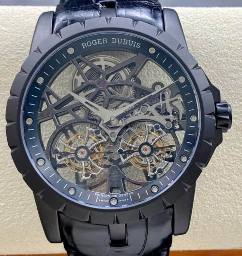 Replica Roger Dubuis Excalibur RDDBEX0364 YS Factory Tourbillon Black Strap Watch