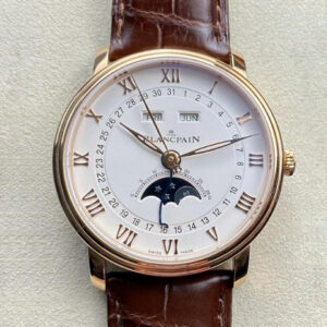 Replica Blancpain Villeret 6654-3642-55B OM Factory V3 Brown Leather Strap Watch