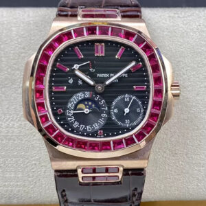 Replica Patek Philippe Nautilus 5724 GR Factory Brown Leather Strap Watch