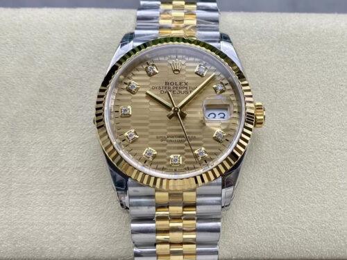 Replica Rolex Datejust M126233-0045 36MM VS Factory Diamond Gold Dial Watch