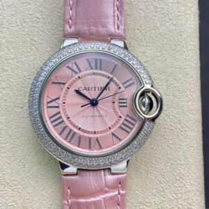 Replica Ballon Bleu De Cartier 33MM V6 Factory Pink Strap