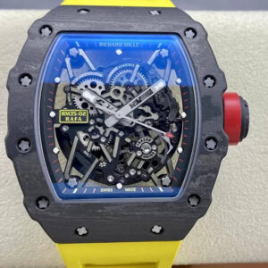 Replica Richard Mille RM35-02 T+ Factory NTPT Yellow Rubber Strap Watch