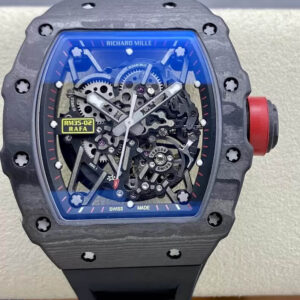 Replica Richard Mille RM35-02 T+ Factory NTPT Carbon Fiber Black Rubber Strap
