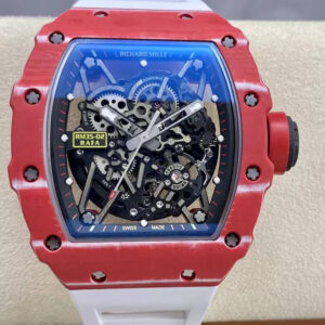 Replica Richard Mille RM35-02 T+ Factory NTPT Carbon Fiber Skeleton Dial White Strap Watch