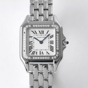 Replica Panthere De Cartier W4PN0008 27MM BV Factory White Dial Silver Strap Watch