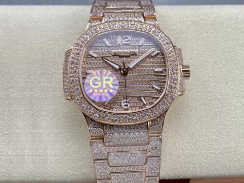 Patek Philippe Aquanaut 7118/1450R-001 GR Factory Gold Diamond Strap Watch