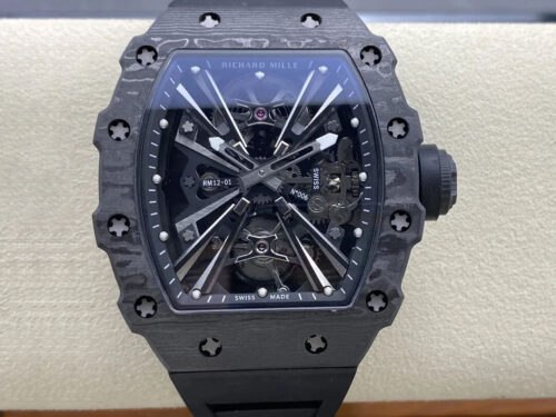 Replica Richard Mille RM12-01 Tourbillon RM Factory Black Rubber Strap Watch