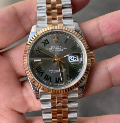 Replica Rolex Datejust M126231-0029 36MM VS Factory Stainless Steel Gray Dial Watch