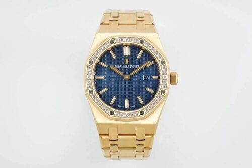 Replica Audemars Piguet Royal Oak Quartz 33MM 67651BA.ZZ.1261BA.02 ZF Factory Diamond Bezel Blue Dial Watch
