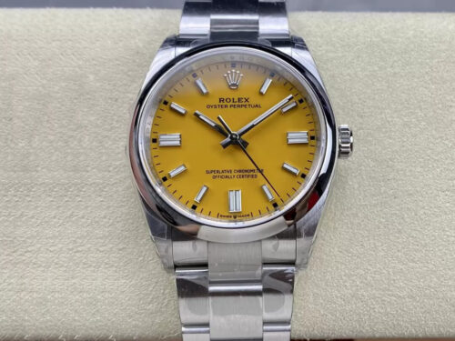 Replica Rolex Oyster Perpetual M126000-0004 36MM VS Factory Yellow Dial Stainless Steel Strap Watch