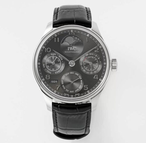 Replica IWC Portuguese Perpetual Calendar IW503301 APS Factory Black Leather Strap Watch