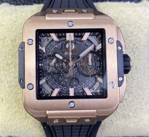Replica Hublot SQUARE BANG UNICO 821.OX.0180.RX BB factory Rubber Strap- AR Replica Watches