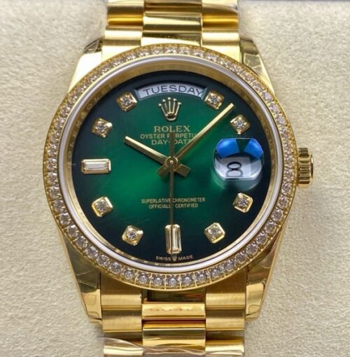 Replica Rolex Day-Date m128348rbr-0035 8+ factory Diamond Bezel- AR Replica Watches