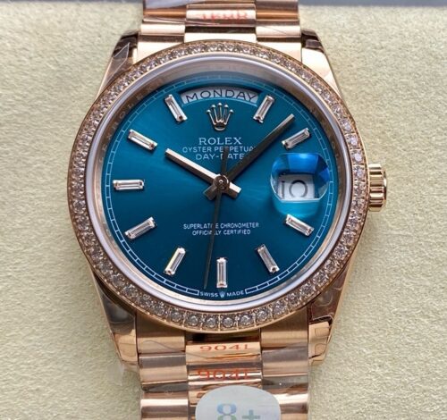 Replica Rolex Day-Date m128345rbr-0083 8+ factory Diamond Bezel- AR Replica Watches