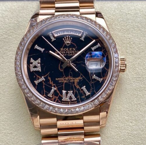 Replica Rolex Day-Date m128395tbr-0010 8+ factory Quartz Dial- AR Replica Watches