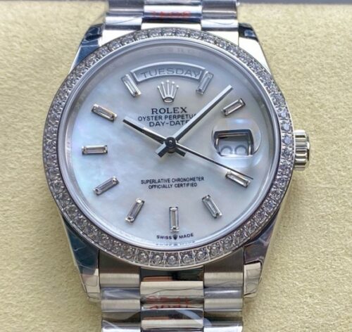Replica Rolex Day-Date m128349rbr-0049 8+ factory White Gold Case- AR Replica Watches