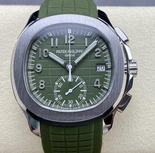 Replica Patek Philippe AQUANAUT 5968G-010 GR factory Green Strap - AR Replica Watches