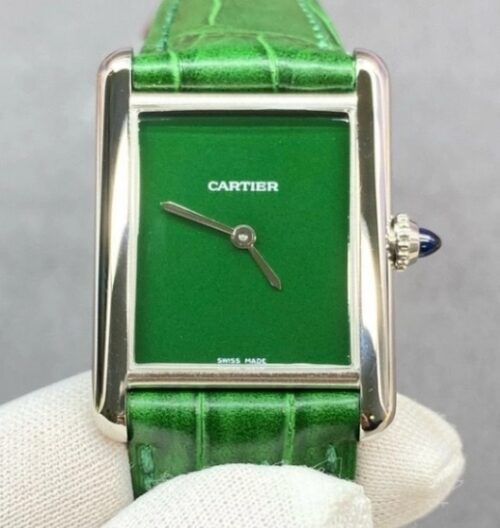 Replica Cartier Tank WSTA0056 F1 factory Green Strap - AR Replica Watches