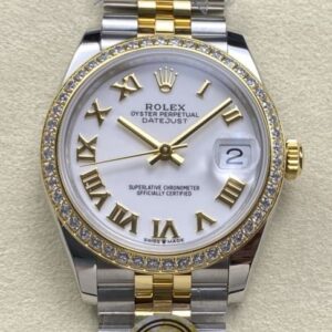 Replica Rolex Datejust m278383rbr-0002 AR factory Gold Strap Diamond Bezel - AR Replica Watches