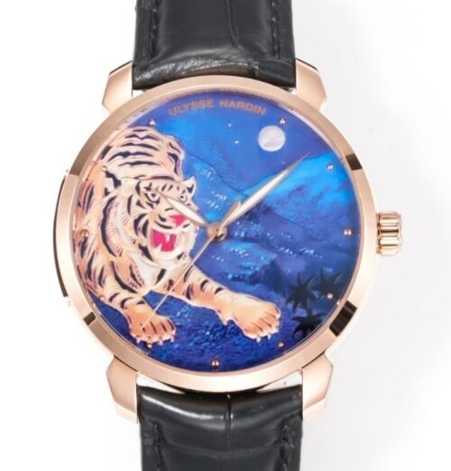 Replica Ulysse Nardin Classico 8152-111LE-9E-TIGER/1A FL factory Black Strap - AR Replica Watches