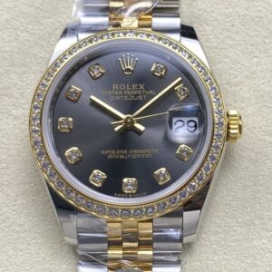 Replica Rolex Datejust m278383rbr-0022 AR factory Gold Strap Grey Dial - AR Replica Watches